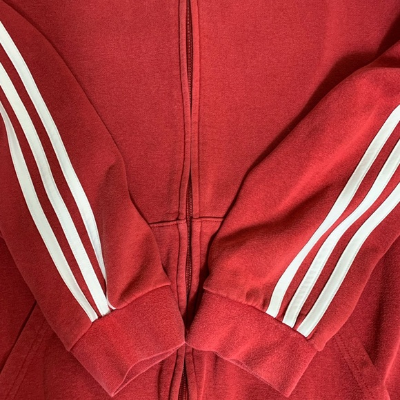 Adidas Men’s Large Zip Up Hoodie Burgundy - Picture 6 of 6